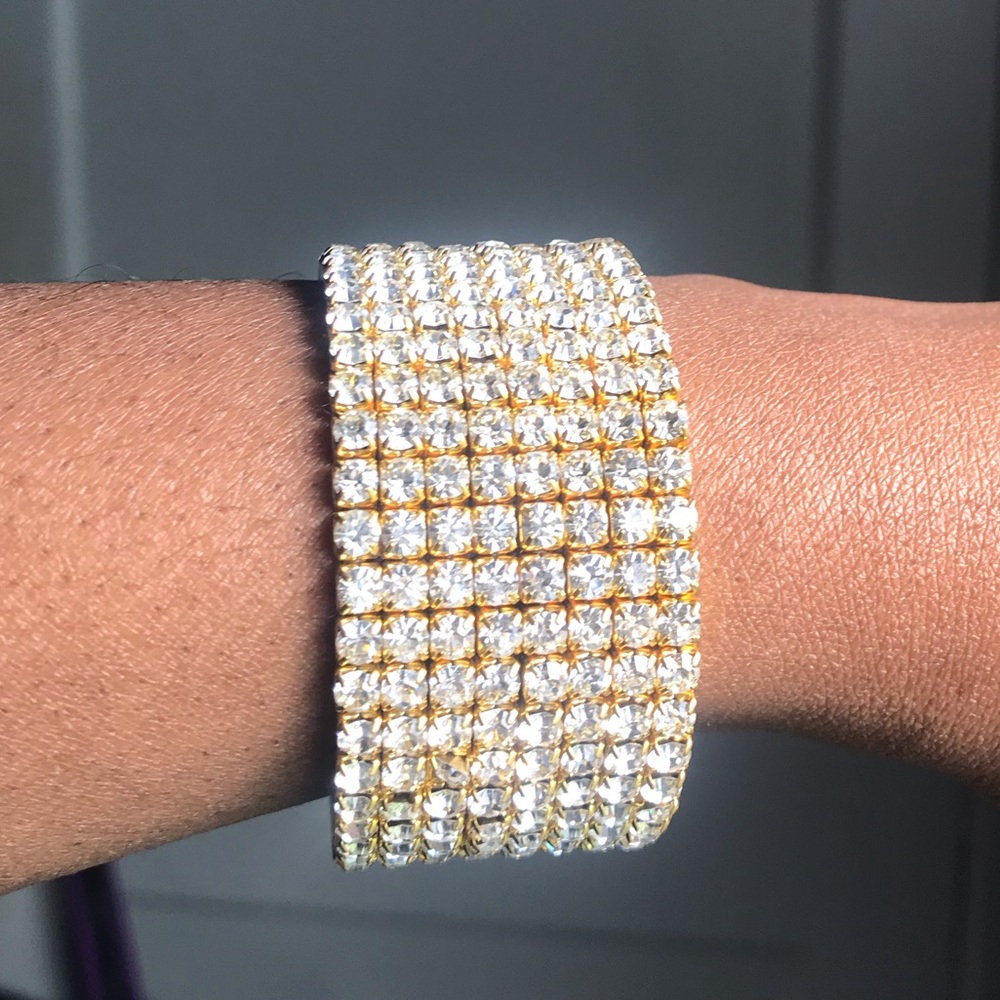 Not Your Average Gold Alloy Rhinestone Cuff 1 1/8” - Picture 3 of 8